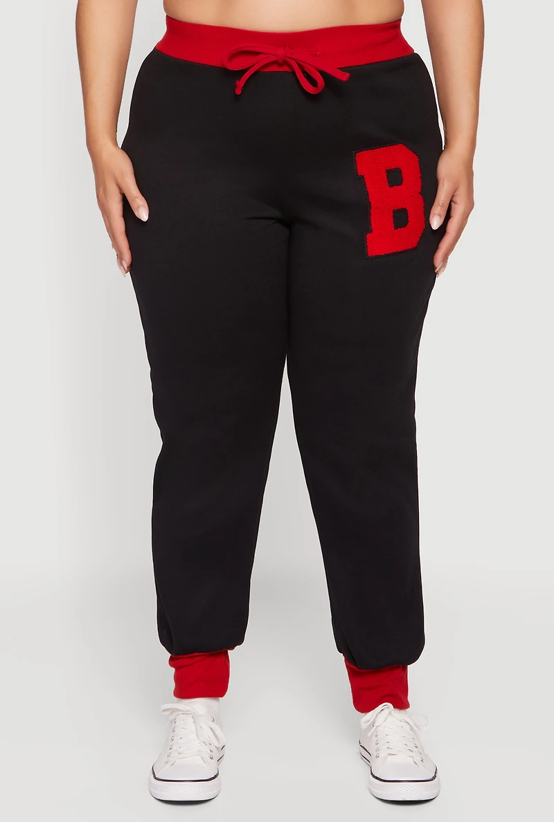 Plus Chenille B Initial Patch Graphic Joggers