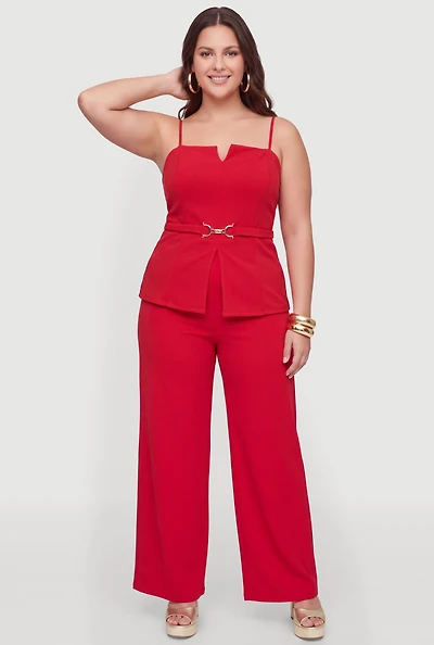 Plus Crepe Knit Wide Leg Pants