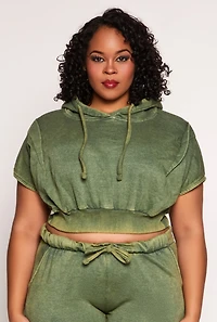 Plus Acid Wash Pullover Hoodie