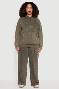 Plus Star Patch Graphic Acid Wash Hooded Sweatshirt