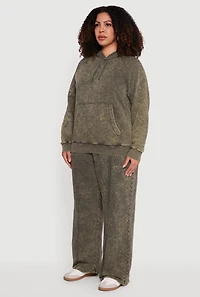 Plus Star Patch Graphic Acid Wash Hooded Sweatshirt