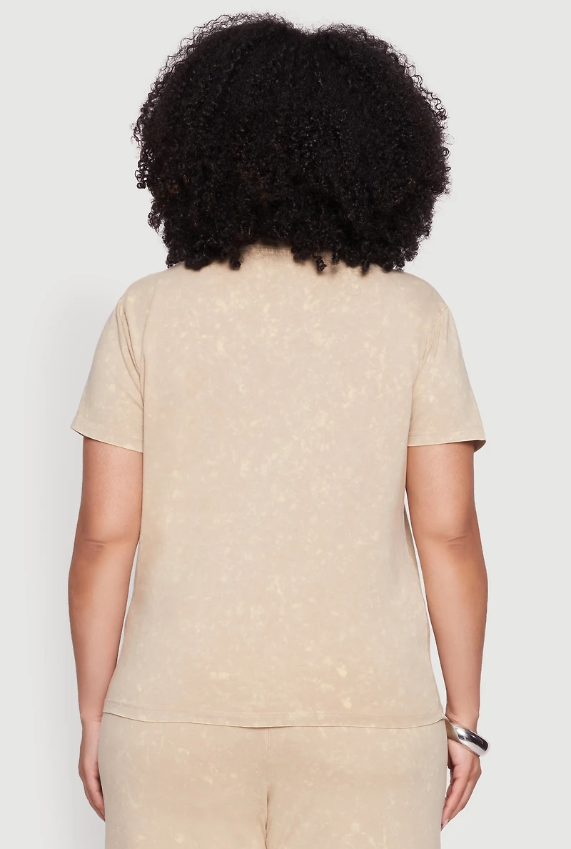 Plus Acid Wash Crew Neck Short Sleeve T-Shirt
