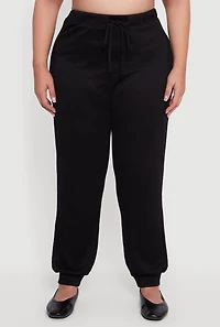 Plus Drawstring High Waisted Joggers