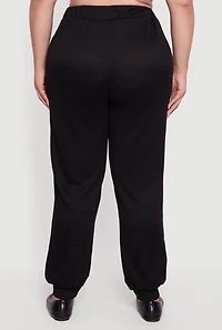 Womens Plus Drawstring High Waisted Joggers,