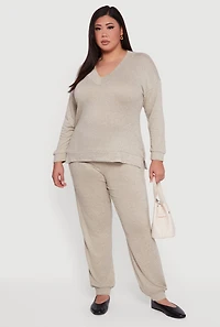 Plus Drawstring High Waisted Joggers