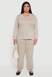 Plus Drawstring High Waisted Joggers