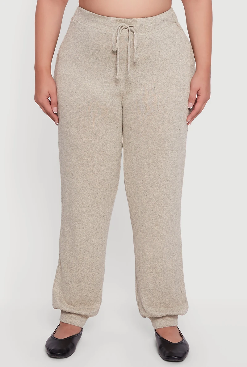 Plus Drawstring High Waisted Joggers