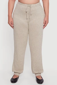 Plus Drawstring High Waisted Joggers