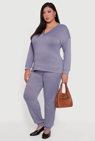 Womens Plus Size Drawstring High Waisted Joggers, Blue, Size 3X