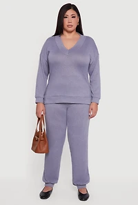 Womens Plus Size Drawstring High Waisted Joggers, Blue, Size 1X