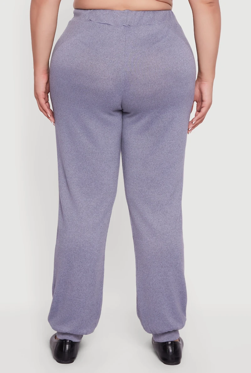 Womens Plus Size Drawstring High Waisted Joggers, Blue, Size 1X