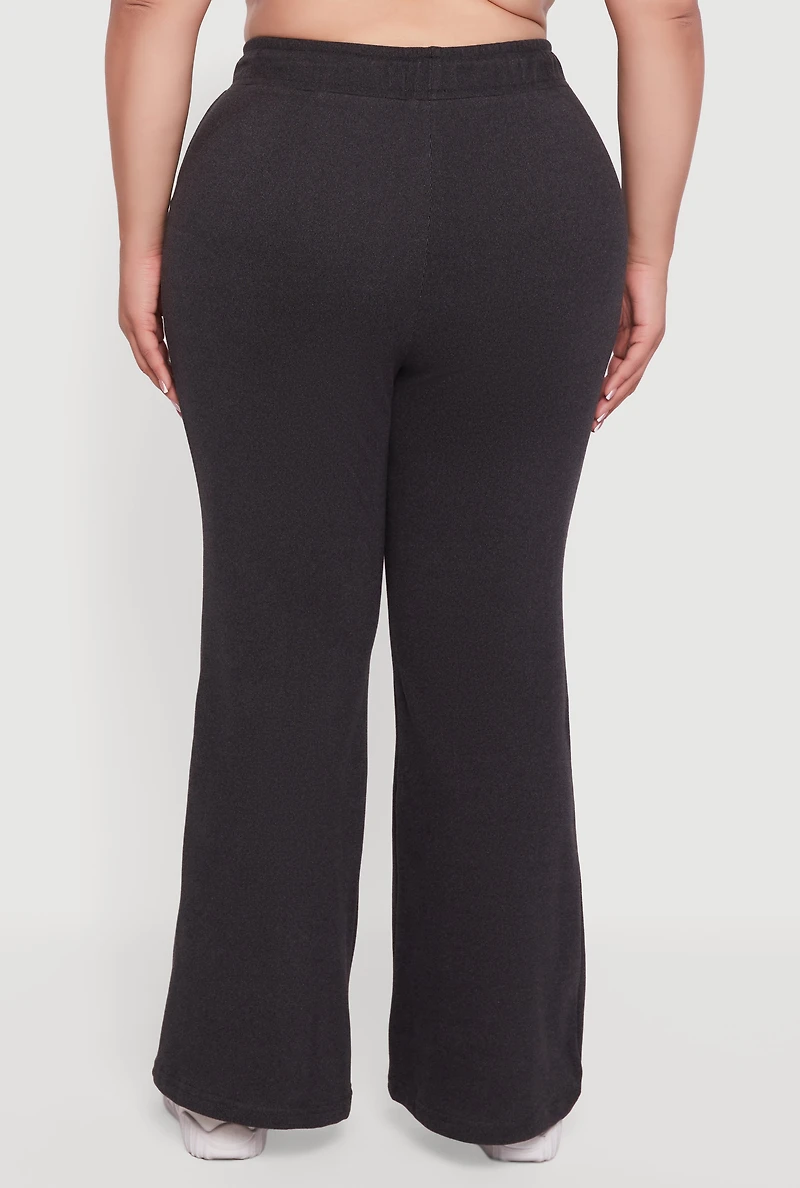 Womens Plus Soft Ribbed Knit Flared Sweatpants, 3X