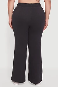 Womens Plus Soft Ribbed Knit Flared Sweatpants, 3X