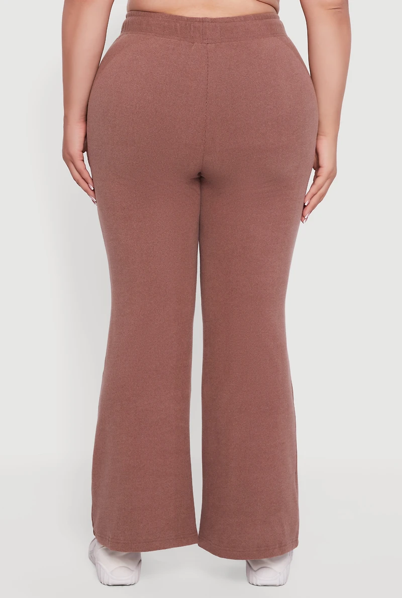 Plus Soft Ribbed Knit Flared Sweatpants