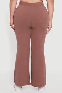 Plus Soft Ribbed Knit Flared Sweatpants