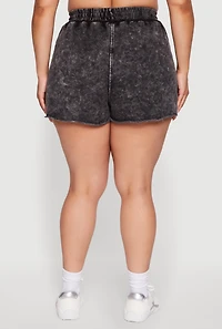 Womens Plus Size High Waisted Acid Wash Sweatshorts, Black, Size 1X