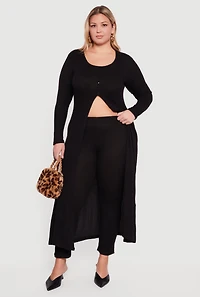 Plus High Waisted Brushed Ribbed Knit Leggings