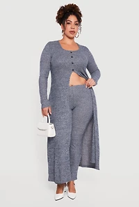 Plus High Waisted Brushed Ribbed Knit Leggings