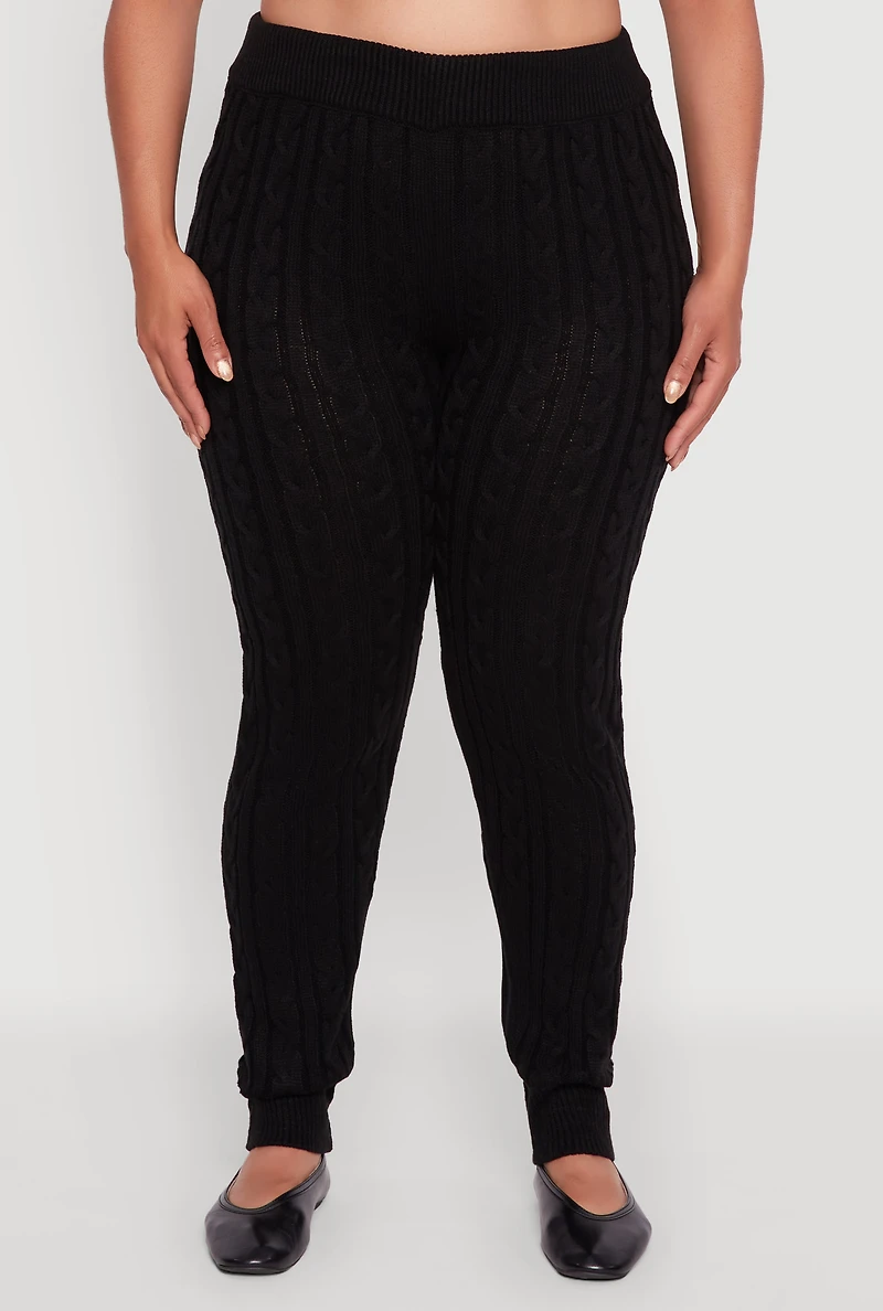 Womens Plus Cable Knit Joggers, 3X