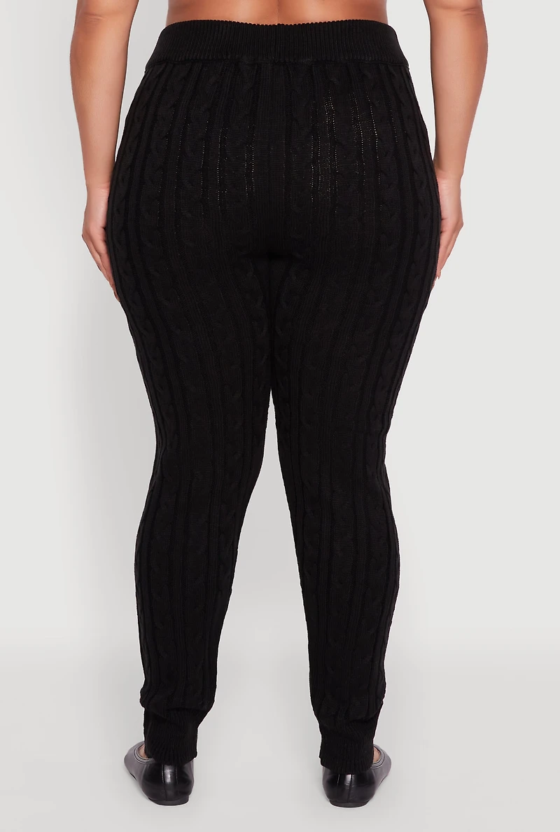 Womens Plus Cable Knit Joggers, 3X