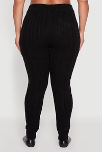 Womens Plus Cable Knit Joggers, 3X