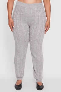 Womens Plus Size Cable Knit Joggers, Grey, Size 1X