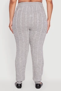 Womens Plus Size Cable Knit Joggers, Grey, Size 1X