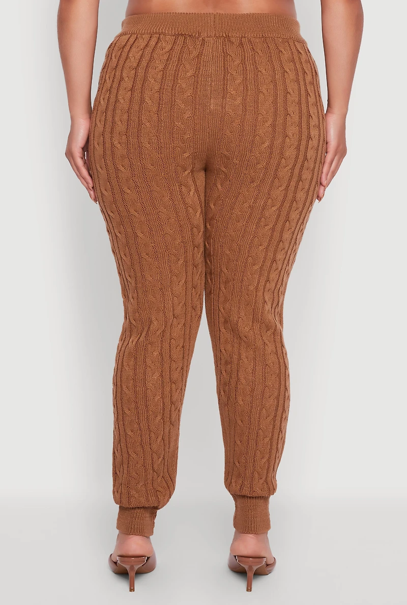 Womens Plus Cable Knit Joggers,