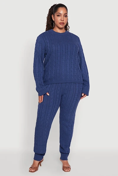 Womens Plus Cable Knit Joggers,