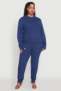 Womens Plus Cable Knit Joggers,