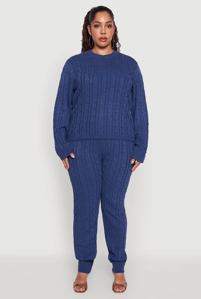 Womens Plus Cable Knit Joggers,