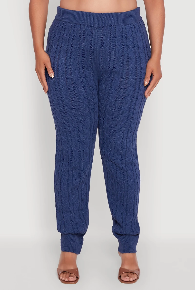 Womens Plus Cable Knit Joggers,