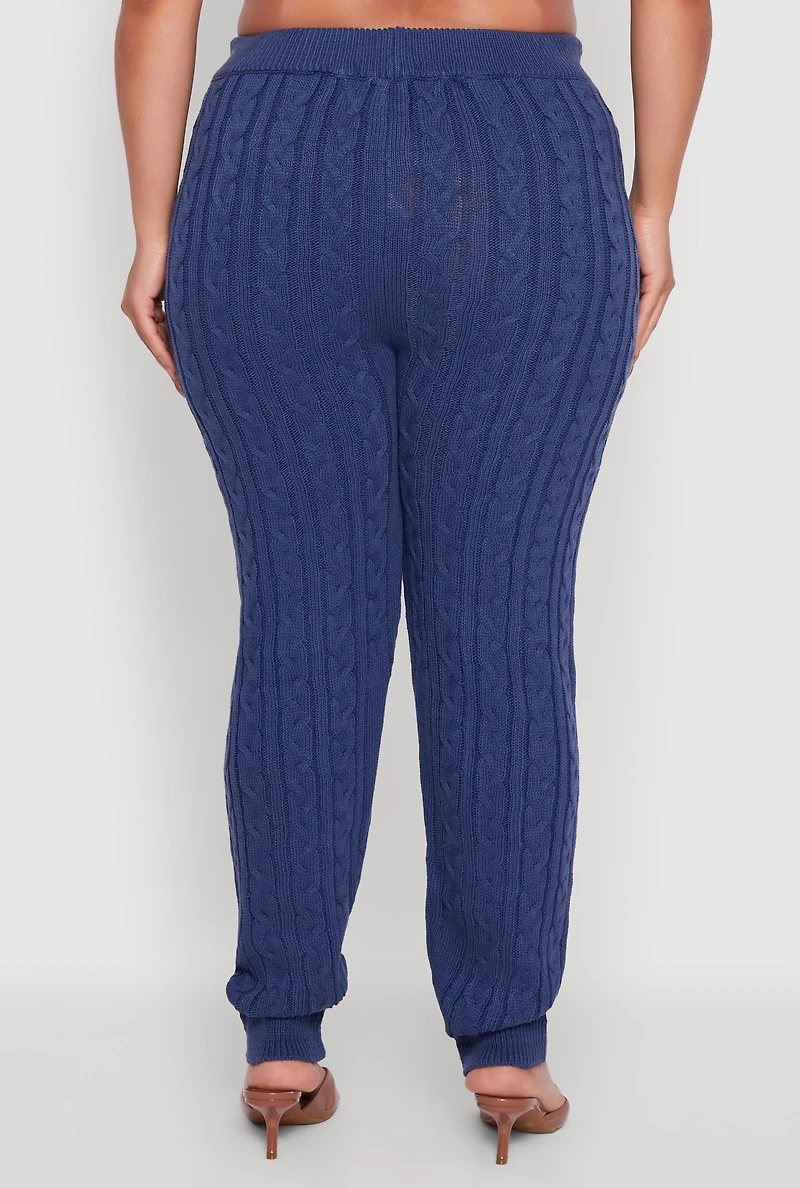 Womens Plus Cable Knit Joggers,