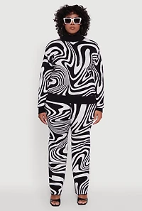 Womens Plus Size Patterned Mock Neck Sweater, Multi, Size 2X