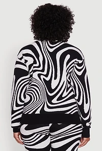 Womens Plus Size Patterned Mock Neck Sweater, Multi, Size 2X