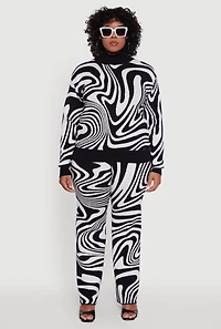 Womens Plus Size Patterned Pull On Straight Leg Pants, Multi, Size 2X