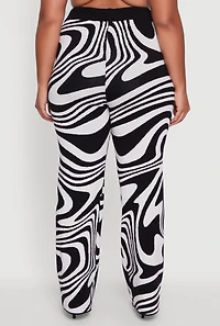 Womens Plus Size Patterned Pull On Straight Leg Pants, Multi, Size 2X