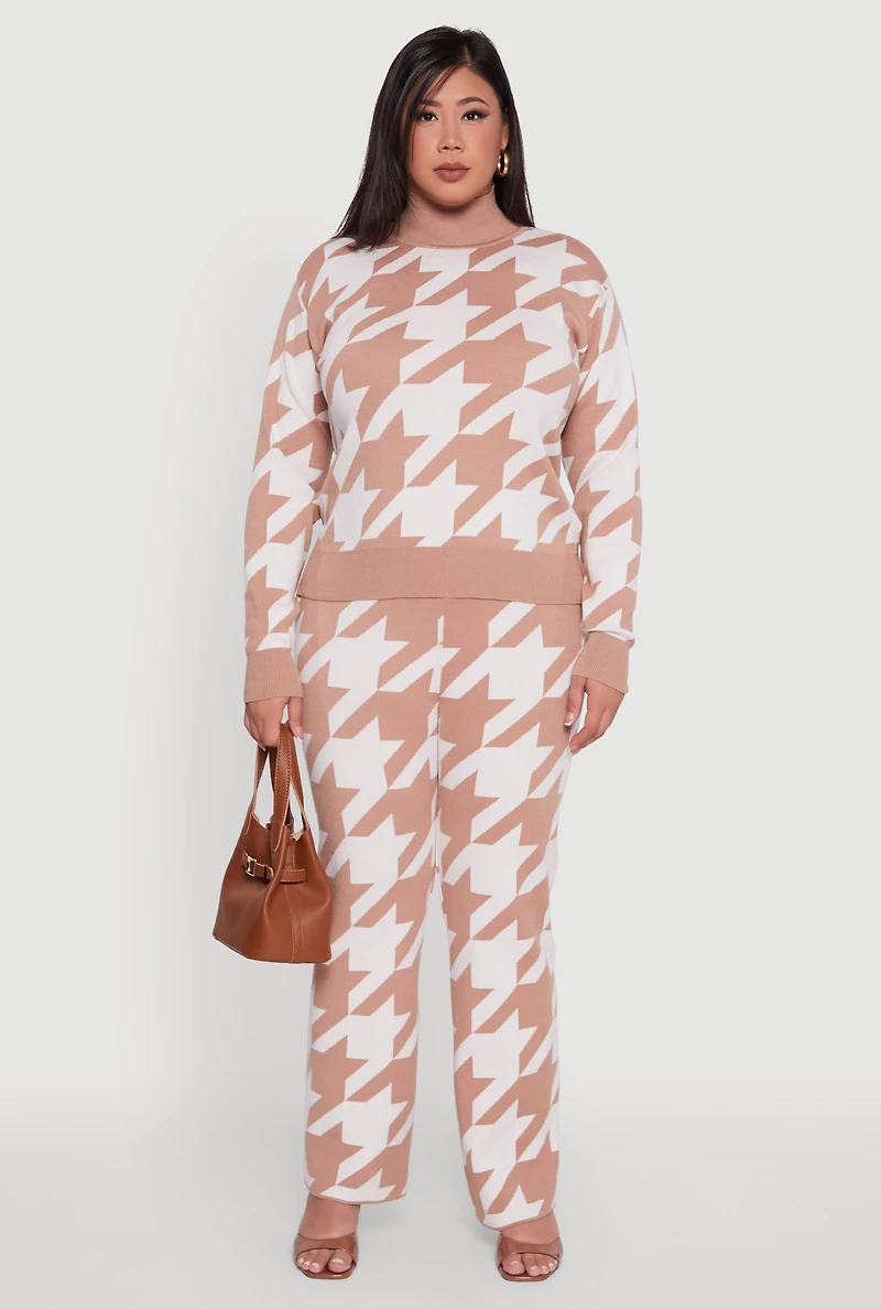 Womens Plus Patterned Pull On Straight Leg Pants, Multi,