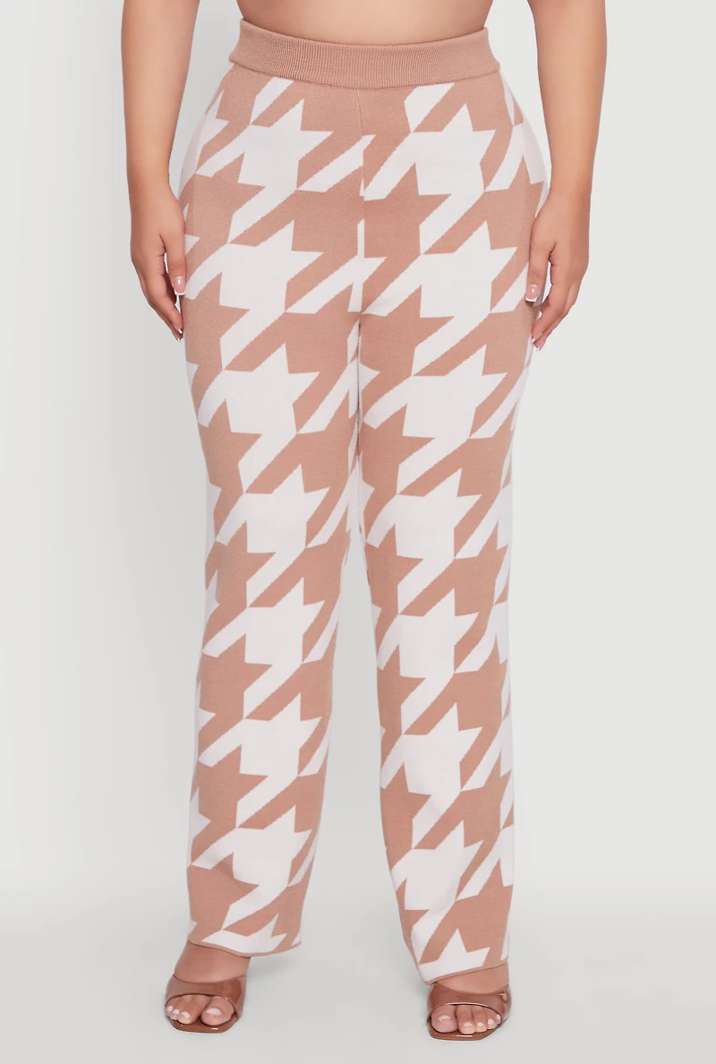 Womens Plus Size Patterned Pull On Straight Leg Pants, Multi, Size 3X