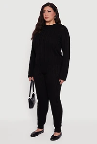 Plus Long Sleeve Cable Knit Sweater