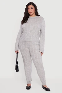 Plus Cable Knit High Waisted Joggers