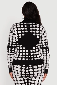 Womens Plus Ribbed Knit Polka Dot Mock Neck Sweater, Multi,