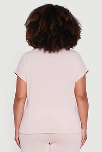 Plus Marled Brushed Knit Crew Neck Blouse