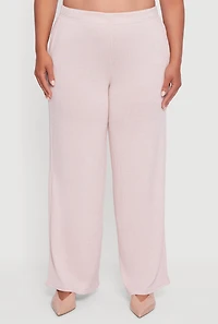 Plus Marled Brushed Knit Wide Leg Pants