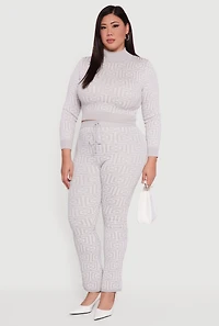 Plus Geometric Cropped Sweater