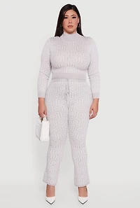 Plus Geometric Cropped Sweater