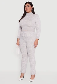 Plus Geometric Cropped Sweater