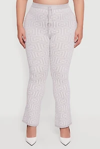 Plus Knitted Geometric Slim Bootcut Pants
