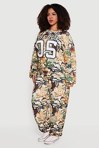 Plus Drawstring High Waisted Hunter Camo Joggers
