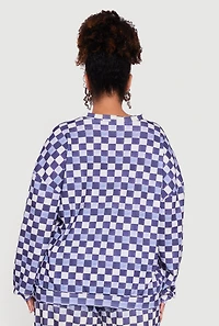 Plus Howdy Yall Checkered Long Sleeve Top
